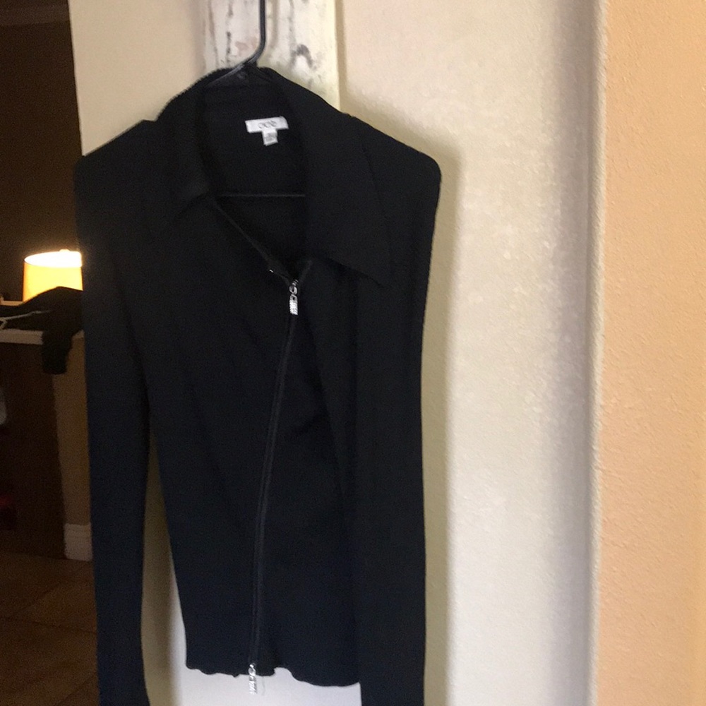 Cache knit sweater with detailed sparkly zippers.